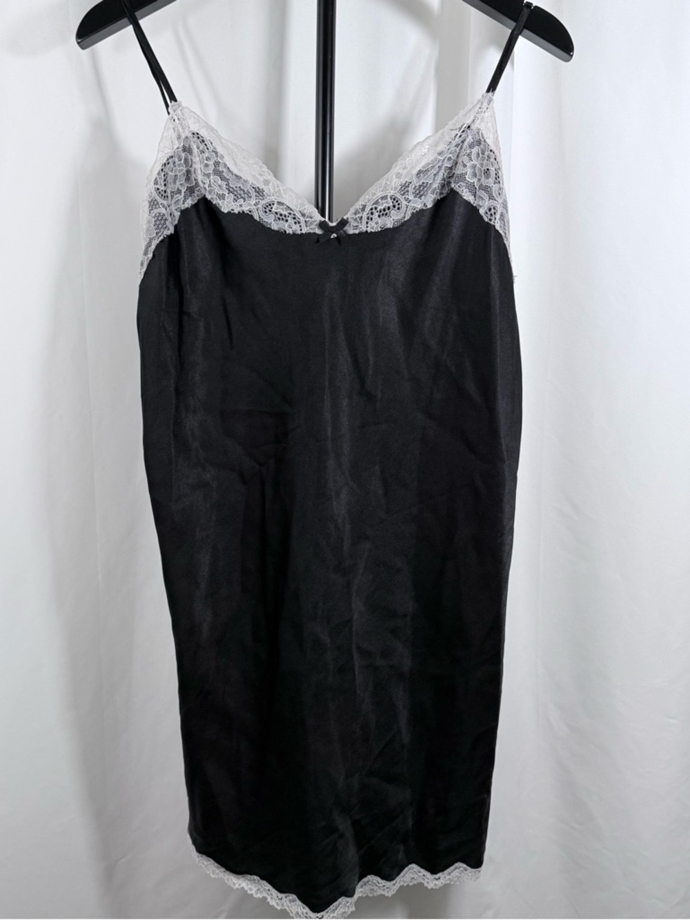 Victoria's Secret Black Slip with White Lace Trim